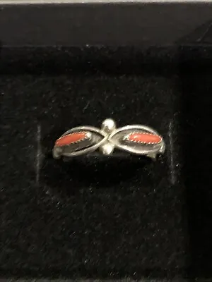 Southwestern Coral And Sterling Ring .925 Size 5 • $30