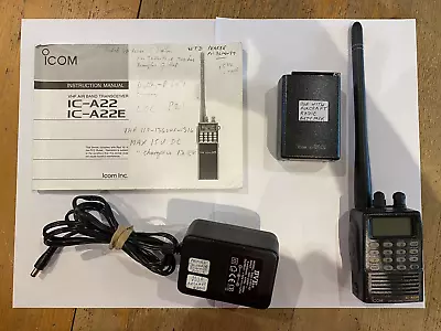 ICOM IC-A22E VHF Air Band Transceiver IC-A22E Charger & Manual - Used Spares • £5