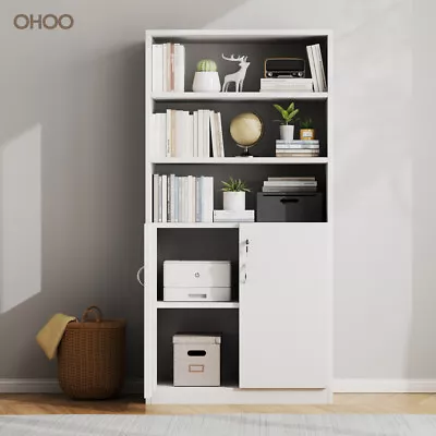 OHOO Half Door Storage Cupboard With Bookcase Cabinet Unit Office Furniture  • $365