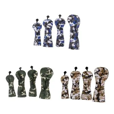 $42.78 • Buy 4Pcs/Set Premium PU Camouflage Golf Head Covers No. 1 3 5 UT Wood Driver Club