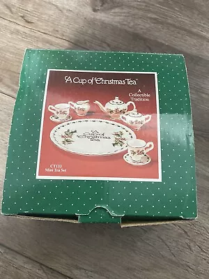 Vintage 1995 A Cup Of Christmas Tea Mini Tea Set Fine Bone China In Box • $55