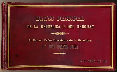 1896 Uruguay Banco Nacional 10 Notes In Presentation Album To Pres. Juan I Borda • $3261.35