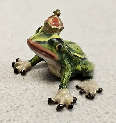 Vienna Bronze Cold Painted Miniature FROG PRINCE WITH CROWN Figurine Statue • $125