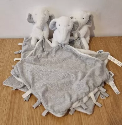 Mamas And & Papas Grey Striped Elephant Comforter Baby Soft Toy Bundle X 3  • £9.99
