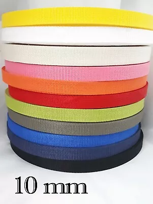 10mm Wide Polypropylene Webbing Strapping Upholstery Bag Handle Belts 1-5 Meters • £2.30