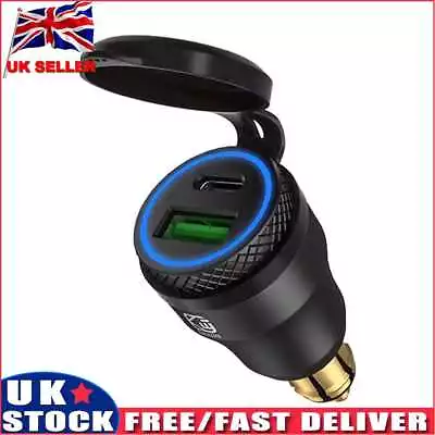 £11.93 • Buy DIN Plug To Quick Chareg 3.0+PD USB Charger Adapter W/ LED Light For Motorcycle