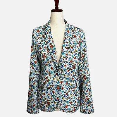 J.CREW NWT Blazer Liberty Art Floral Ruffle Trim Jacket Button Sz 2 • $49.82