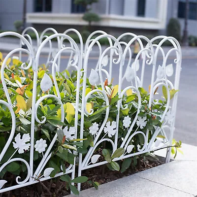 5 Pack Decorative Garden Fence For Landscaping White Panels Rust Proof Metal • $59.91