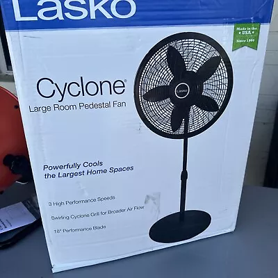 Lasko 18″ Adjustable Cyclone Pedestal Fan - Black • $40