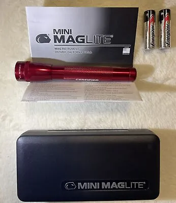 MagLite Mini Warm White Xenon Flashlight Aluminum Red With Batteries & Case New • $11.95
