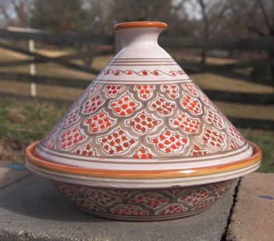 $35 • Buy Tagine Tajine Terracotta Morracan Pot  Pre Owned 10  Signed Painted 