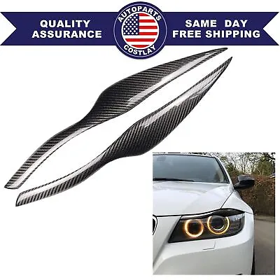 For BMW 3 Series E90 E91 Carbon Fiber Headlight Eyelid Cover Eyebrow Trim Decal • $15.38