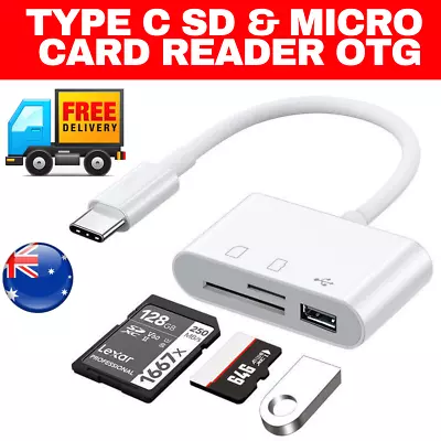 3 In 1 Usb 3.1 Type-c Card Reader To Sd/tf/usb Hub Adapter Micro Sd Card Pc • $6.95