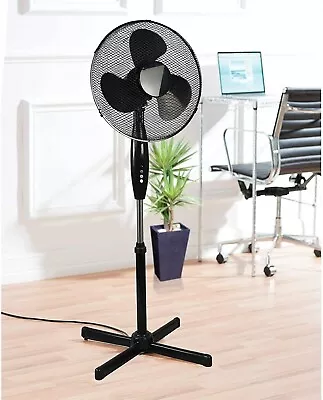 Floor Standing Pedestal Air Fan 16 Inch Oscillating Electric 3 Speed Cooling 16  • £26.90