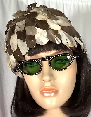 Vintage Feather Hat Juliet Cap Schiaparelli Designer Rockabilly Cocktail 50s Day • $49.99