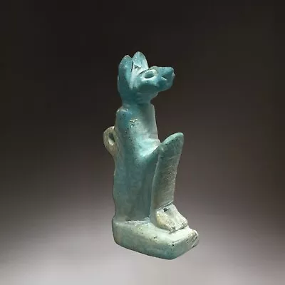 Ancient Egyptian Faience Stone Amulet Showing Seated God Anubis • £0.99