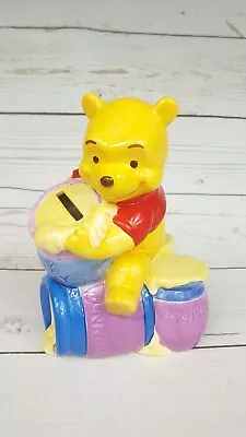 Walt Disney Vtg 1991 Bank Winnie The Pooh Sitting On Hunny Munny Pots Piggy Bank • $38.91