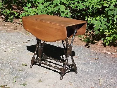 Vintage Solid Wood Drop Leaf Gate Leg Kitchen Dining Table Console Table • $535.50