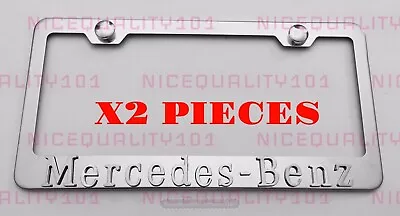 2x 3D Mercedes-Benz Stainless Steel Metal Chrome Mirror License Plate Holder • $42.99