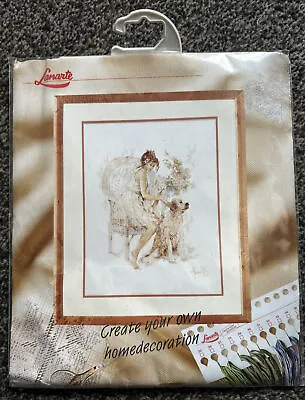 Lanarte Counted Cross Stitch Kit Linen 33826 Girl With Dog Golden Retriever  • £32.99