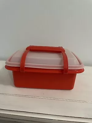 Vintage Orange Red Pack-N-Carry Tupperware Lunch Box Set VG/EUC • $25