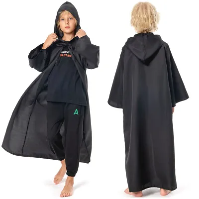 Kids Hooded Robe Full Length Jedi Cloak Sith Knight Cosplay Costume Sttarr Warrs • $19.69