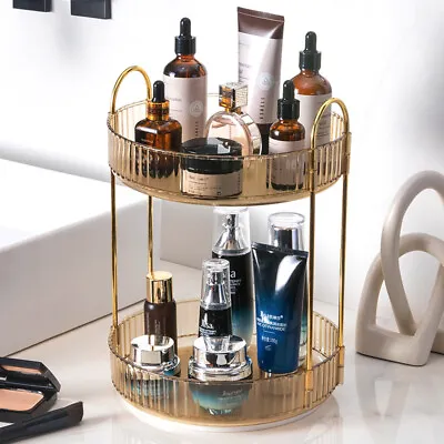 360° Storage Makeup Cosmetic Perfume Rotating Organiser Stand Tier Shelf UK • £18.99