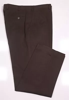 Brioni Cannes Dark Brown Cotton Moleskin Flat Front Chino Dress Pants 38x32 • $79