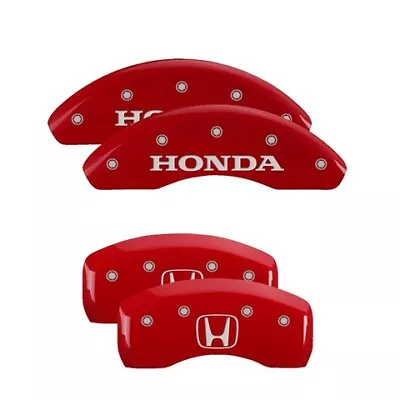 MGP Caliper Covers Set Of 4 Red Finish Silver Honda / H Logo • $289