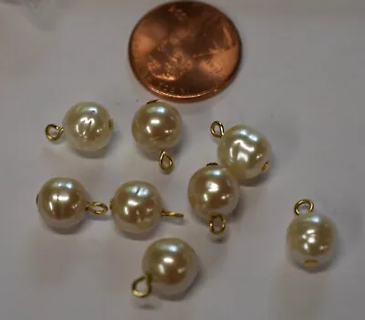 VINTAGE 8 BAROQUE PEARL PENDANT BEADS • 8.2mm • JAPANESE GLASS PEARLS • $3.99