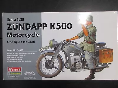 VULCAN SCALE MODELS 1/35 ZUNDAPP K500 MOTORCYCLE W/RIDER  #56003 • $14.95
