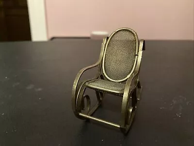 Dollhouse Miniature Brass Tone Wire Metal Rocking Chair Rocker Furniture • $10