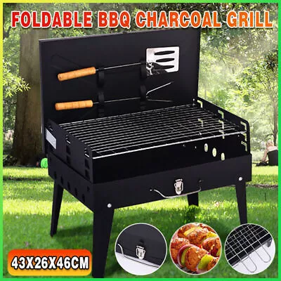 Foldable BBQ Charcoal Grill Portable Outdoor Hibachi Camping Barbecue Large Set • $32.38