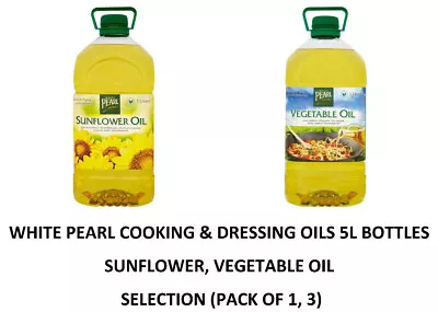 WHITE PEARL Sunflower Vegetable Cooking Oil 5L Bottles Selection (PACK OF 1 3) • £17.04