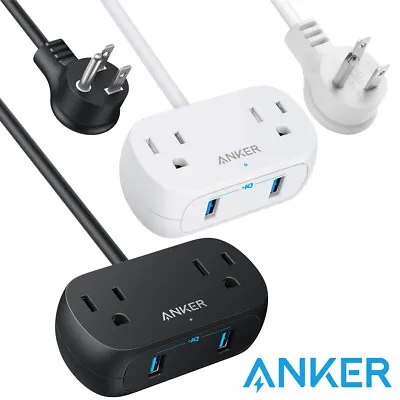 Anker PowerExtend USB 2 Mini Power Strip Plug W/2 Outlets&2 USB Ports 5/8ft Cord • $11.98