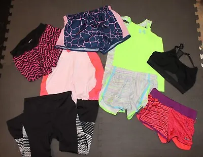 Girls Athletic Shorts Size 10-12 Mixed Lot Under Armour Danskin Fabletics Bra • $37