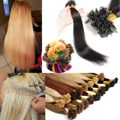 7A U/Nail Fusion Keratin Tip Remy Human Hair Extensions 16 18 20 22 24 26  100s • $24