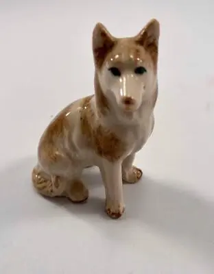 Vintage German Shepard Dog White & Tan Ceramic Porcelain Figurine Japan • $8.99