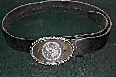 Diesel Cow Leather Belt Black Oval Buckle Braided Edge Italy Size 34 • $31.99