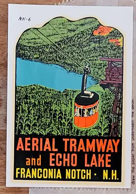 Original VINTAGE DECAL Franconia Notch New Hampshire ARIAL TRAMWAY Echo Lake Old • $22.98