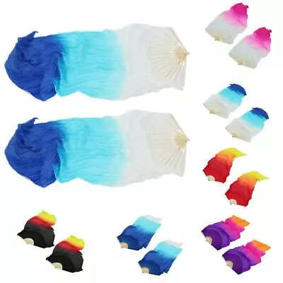 £25.25 • Buy 1.8m Long Belly Dance  Silk Bamboo Fan Veil 1 Pair(L+R) 6 Colors