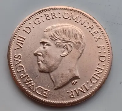 1937 Edward VIII  Penny 100% Copper Original Size. • £3.95