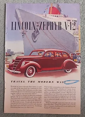 Lincoln Zephyr V-12 1937 Vintage Car Advert Original Car Advert • $10