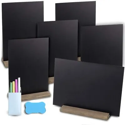 £12.95 • Buy Chalkboard Signs - 6 Pack Mini Double Sided Blackboard Message Boards Chalk