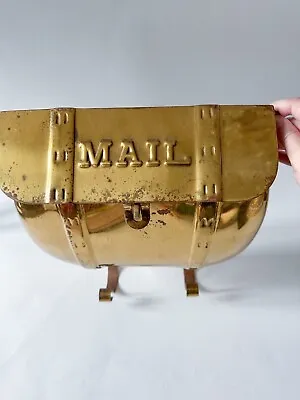 Brass Mail Saddle Bag Wall Mount Vintage Mailbox With Hooks For Paper • $235