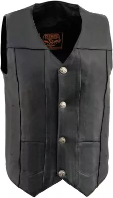 Milwaukee Leather 3700 Men's Black Leather Classic V-Neck Motorcycle Rider Vest • $89.99