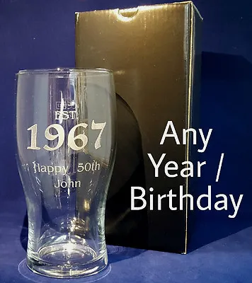 PERSONALISED ENGRAVED PINT GLASS ESTABLISHED 2003 21st BIRTHDAY GIFT PRESENT • £9.98