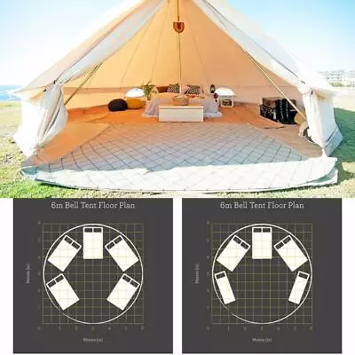 UNISTRENGH 6M Canvas Bell Tent Waterproof Glamping Camping Family Tent Yurt Tipi • $940