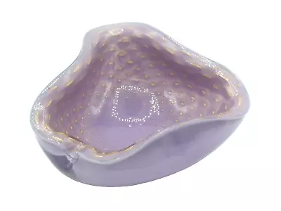 Vintage MCM Barbini Murano Vintage LILAC Gold Aventurine Art Glass Bowl Rare • $399.99