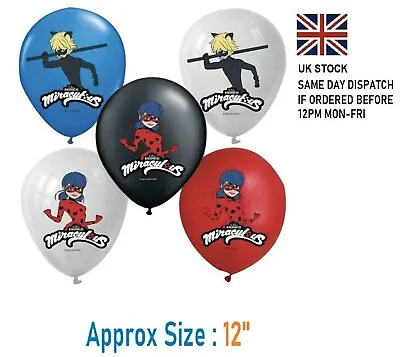 5-20Pcs MIRACULOUS LADYBUG 12” Latex Balloons Birthday Party Supplies Deco UK • £2.49